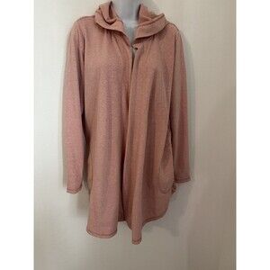 Evy's Tree Elevated Hoodie Cardigan Pink Women’s L Tunic Hooded Mixed Media EUC